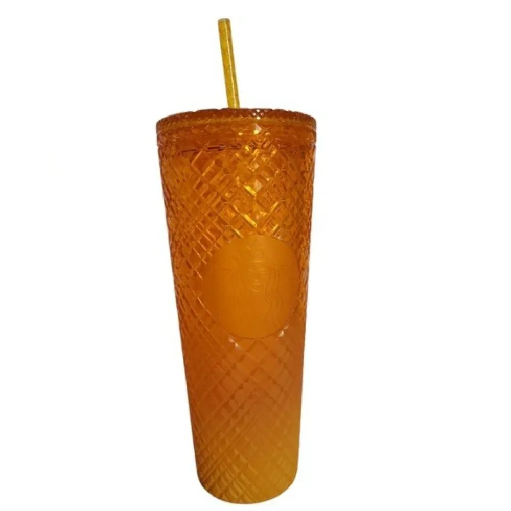 Starbucks Cold Travel Tumbler Cup 2021 24 Oz Venti Ombre Orange Mango Jeweled